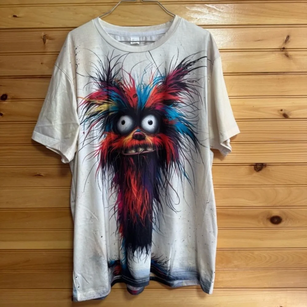 Casual Colorful Monster Graphic T-Shirt 3XL